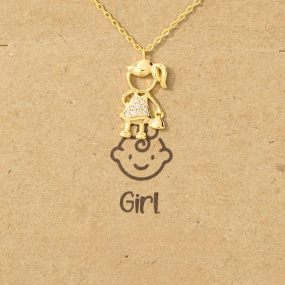 18K Gold Plated CZ Studded Girl Figure Pendant Necklace