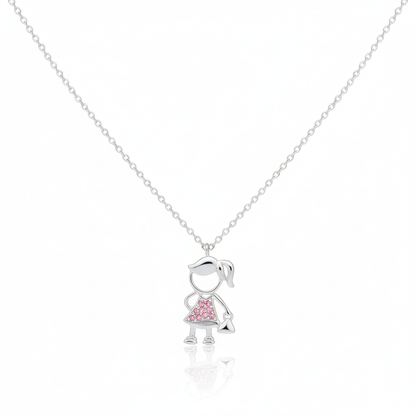 18K Gold Plated CZ Studded Girl Figure Pendant Necklace