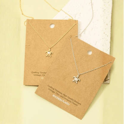 18K Gold Plated Pearl Turtle Pendant Necklace