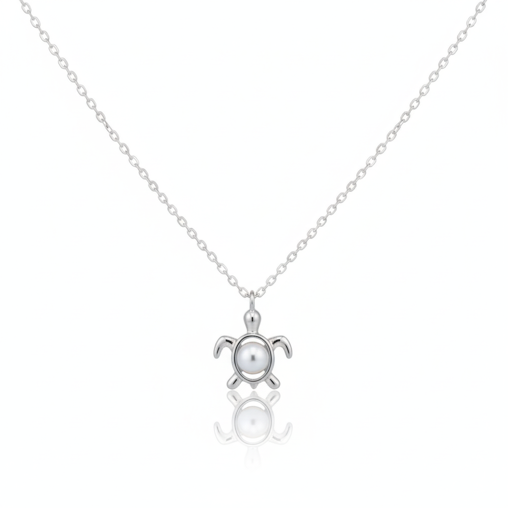 18K Gold Plated Pearl Turtle Pendant Necklace