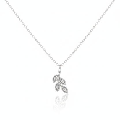 18K Gold Plated CZ Leaves Pendant Necklace