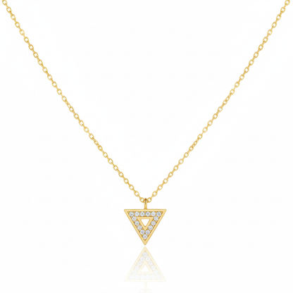 18K Gold Plated Pave Triangle Pendant Necklace