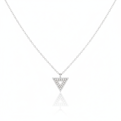 18K Gold Plated Pave Triangle Pendant Necklace