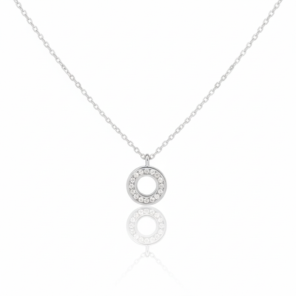 18K Gold Plated Pave Circle Pendant Necklace