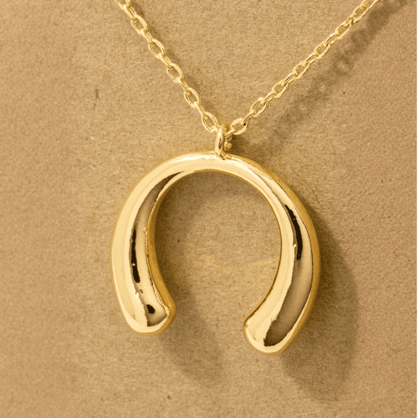 18K Gold Plated Crescent Tear Pendant Necklace