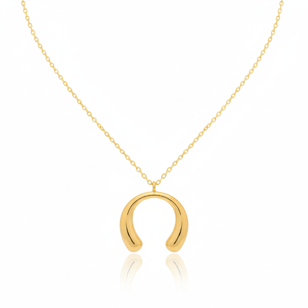 18K Gold Plated Crescent Tear Pendant Necklace