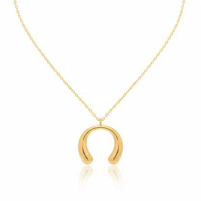 18K Gold Plated Crescent Tear Pendant Necklace