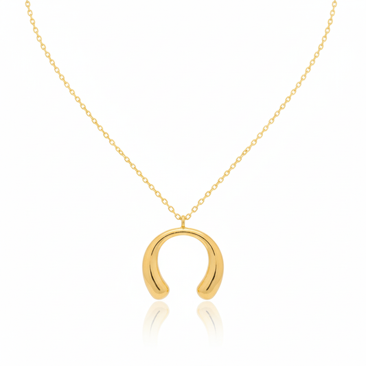 18K Gold Plated Crescent Tear Pendant Necklace
