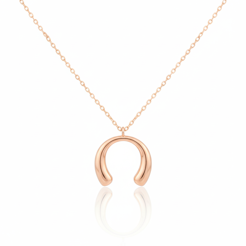 18K Gold Plated Crescent Tear Pendant Necklace