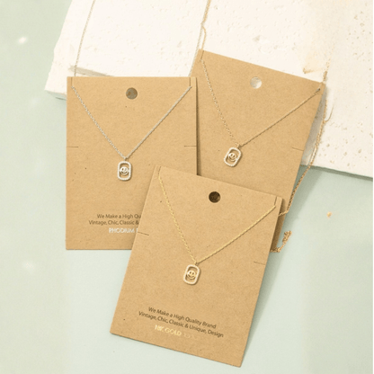 18K Gold Plated Cz Halo Set Smiley Face Pendant Necklace