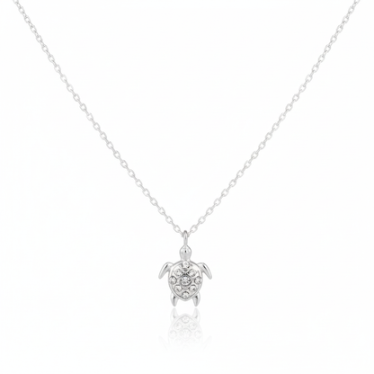 18K Gold Plated CZ Studded Turtle Pendant Necklace