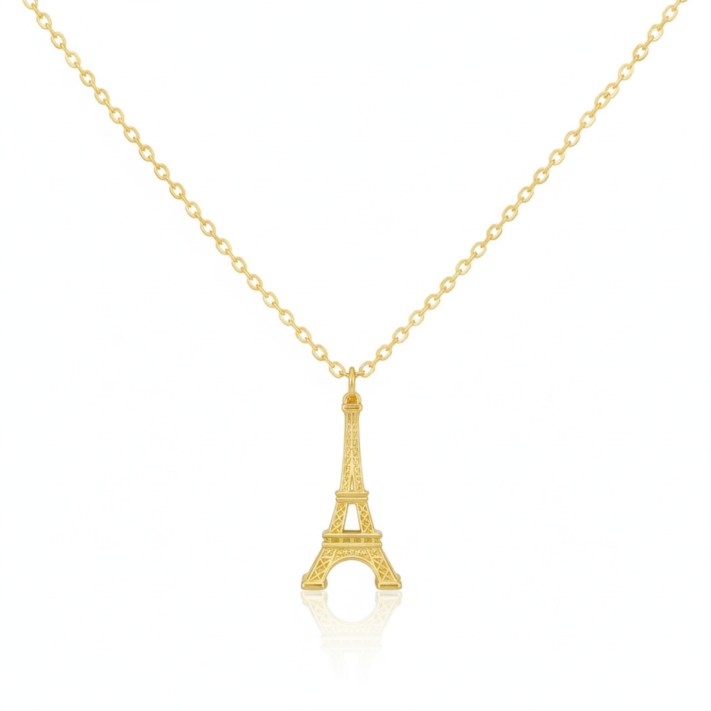 18K Gold Plated Eiffel Tower Pendant Necklace