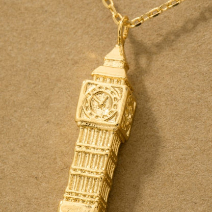 18K Gold Plated Big Ben Clock Tower Pendant Necklace