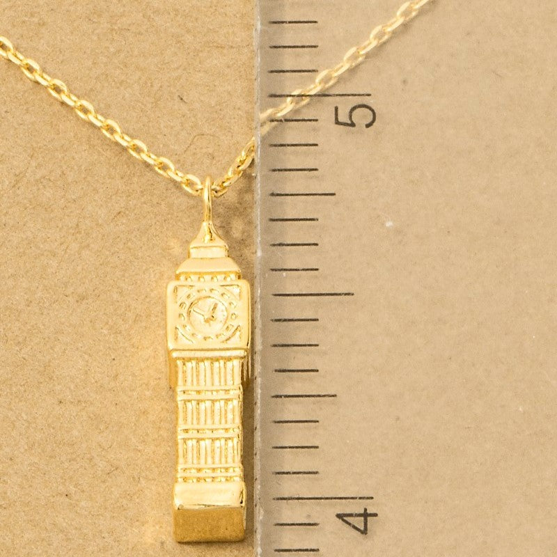 18K Gold Plated Big Ben Clock Tower Pendant Necklace
