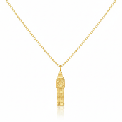 18K Gold Plated Big Ben Clock Tower Pendant Necklace