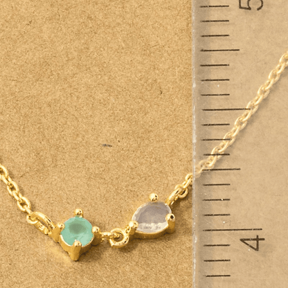 18K Gold Plated Circle and Teardrop CZ Pendant Necklace