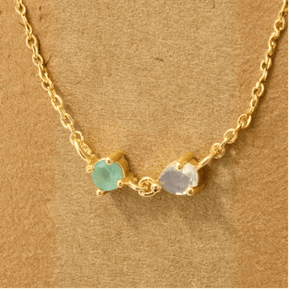 18K Gold Plated Circle and Teardrop CZ Pendant Necklace