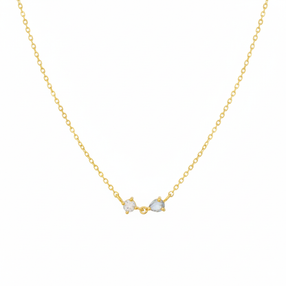 18K Gold Plated Circle and Teardrop CZ Pendant Necklace