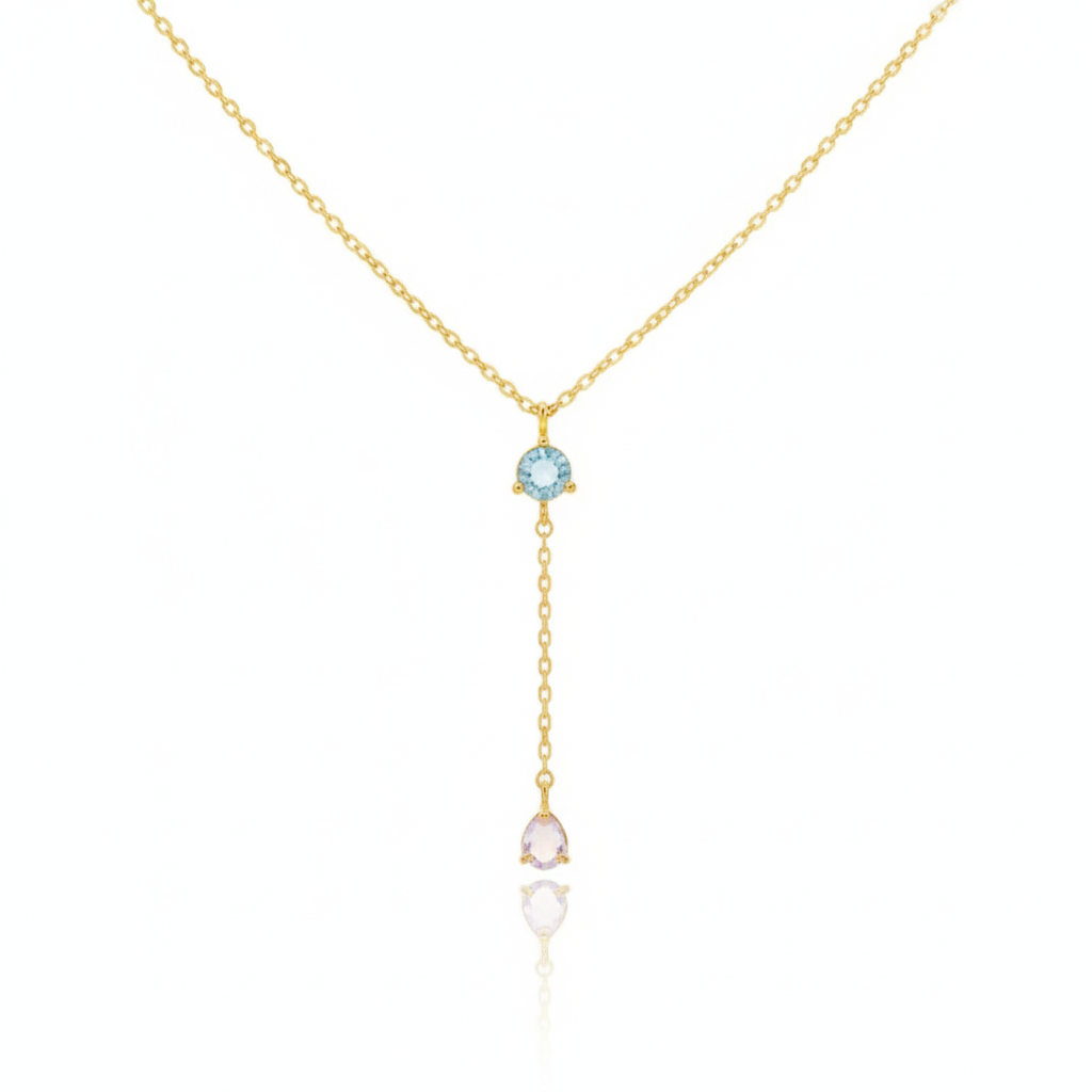 18K Gold Plated CZ Gems Y Chain Necklace