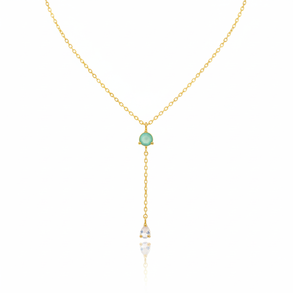 18K Gold Plated CZ Gems Y Chain Necklace
