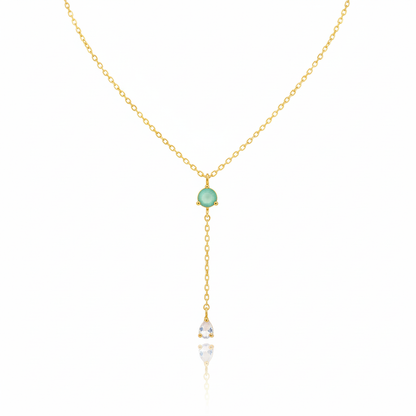 18K Gold Plated CZ Gems Y Chain Necklace