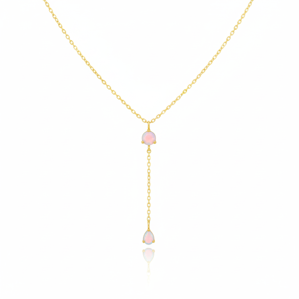 18K Gold Plated CZ Gems Y Chain Necklace