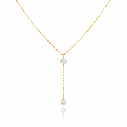 18K Gold Plated CZ Gems Y Chain Necklace