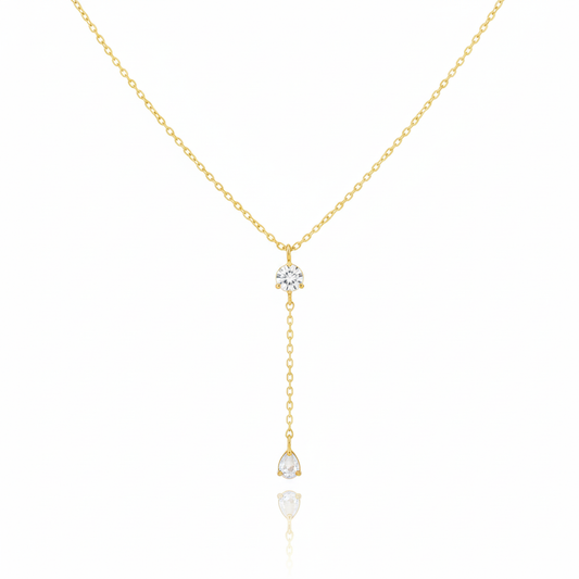 18K Gold Plated CZ Gems Y Chain Necklace