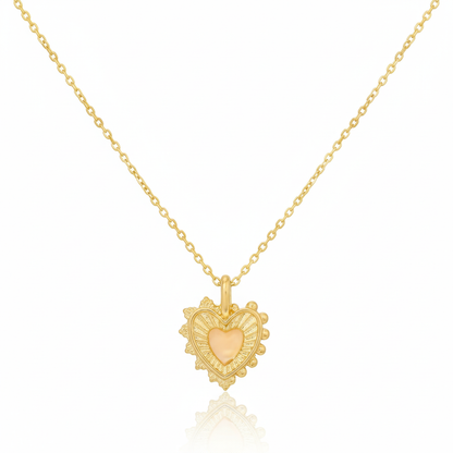 18K Gold Plated Stone Set Heart Pendant Necklace