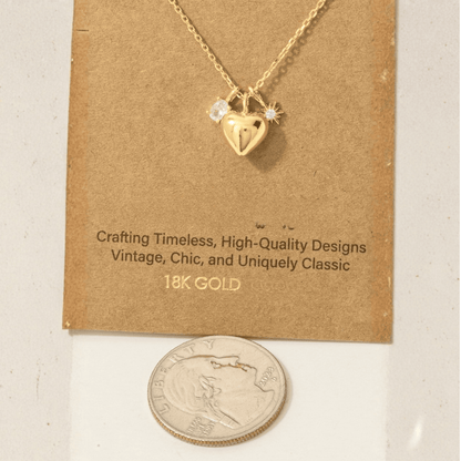 18K Gold Plated Heart and CZ Charms Chain Necklace