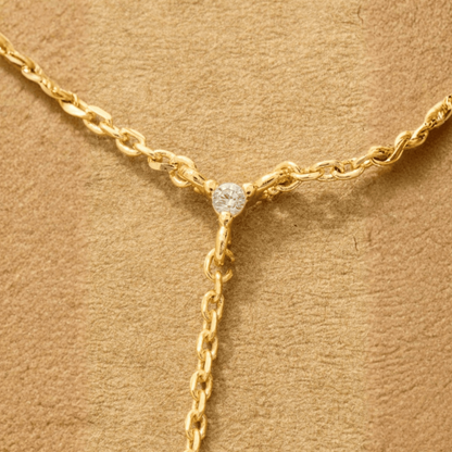 18K Gold Plated Cz Lariat Chain Necklace