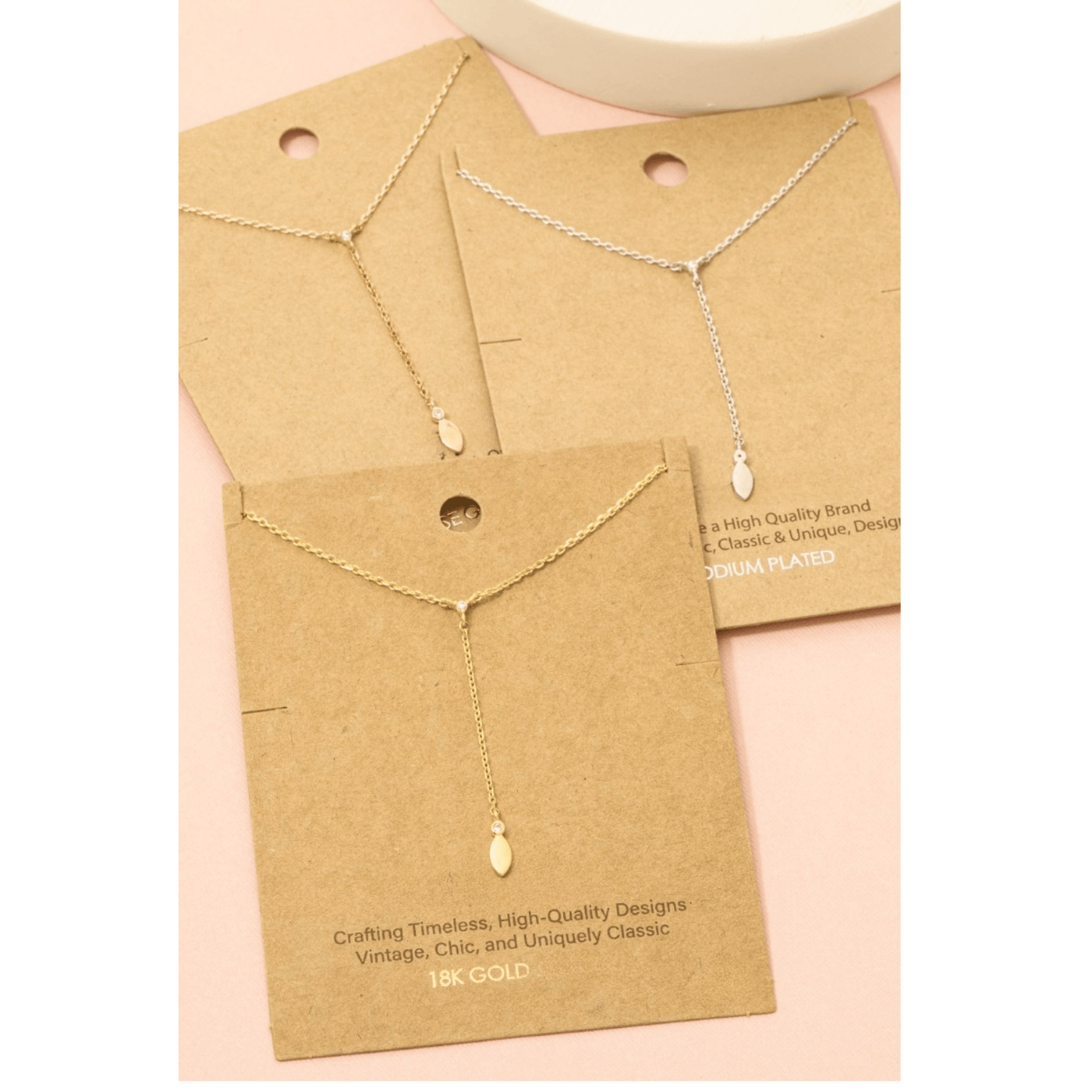 18K Gold Plated Cz Lariat Chain Necklace