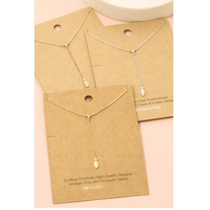 18K Gold Plated Cz Lariat Chain Necklace