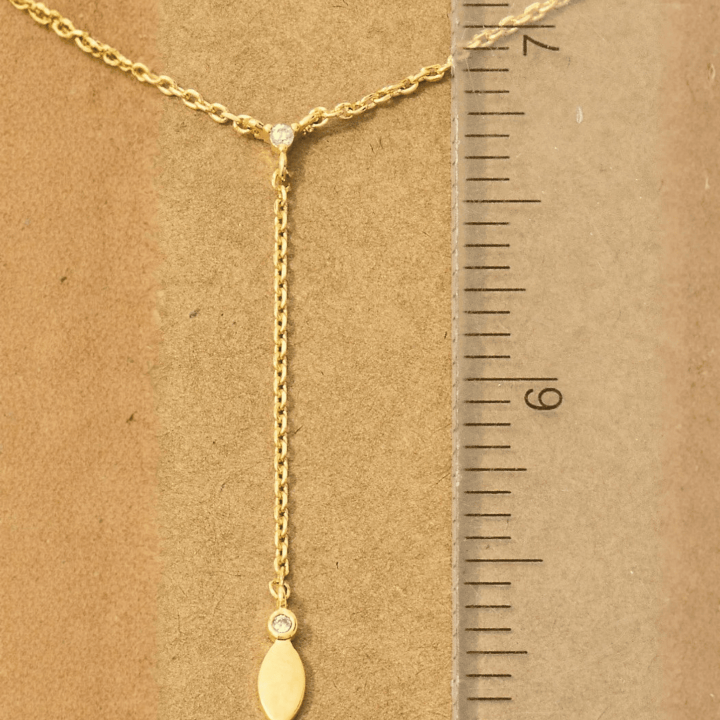 18K Gold Plated Cz Lariat Chain Necklace