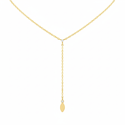 18K Gold Plated Cz Lariat Chain Necklace