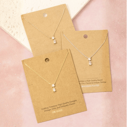 18K Gold Plated CZ Circle and Oval Pendant Necklace