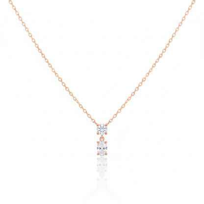 18K Gold Plated CZ Circle and Oval Pendant Necklace