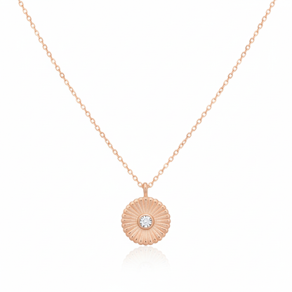 18K Gold Plated CZ Stud Circle Pendant Necklace