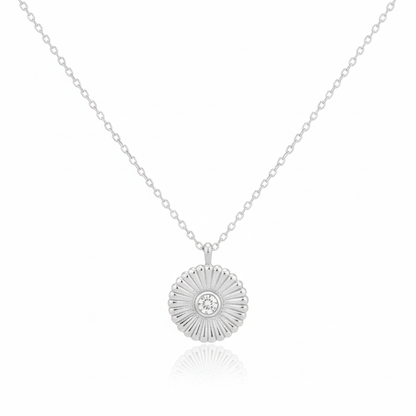 18K Gold Plated CZ Stud Circle Pendant Necklace
