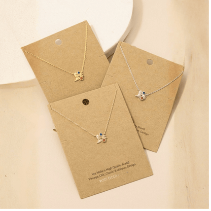 18K Gold Plated CZ Cowboy Boots and Hat Pendant Necklace