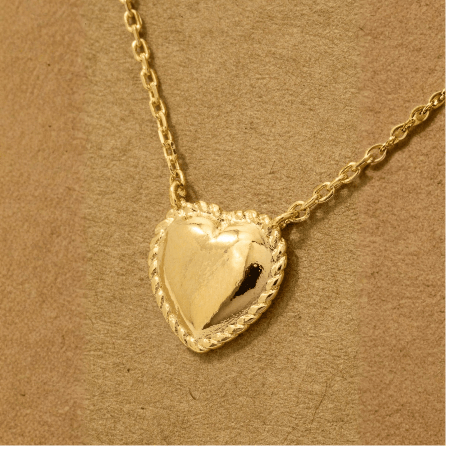 18K Gold Plated Engraved Heart Pendant Necklace