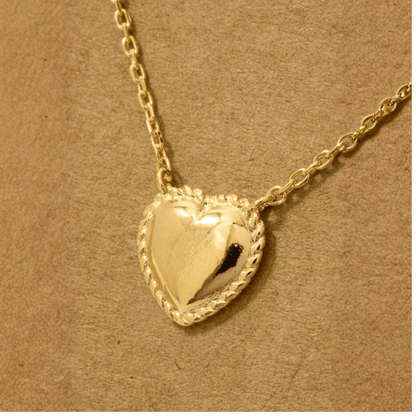18K Gold Plated Engraved Heart Pendant Necklace
