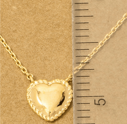 18K Gold Plated Engraved Heart Pendant Necklace