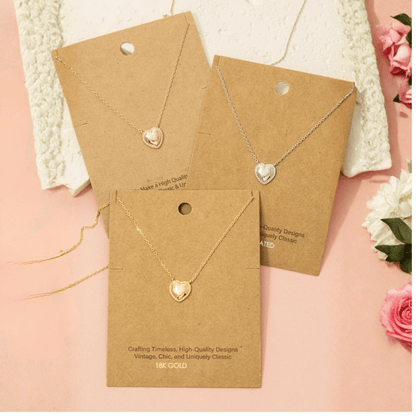 18K Gold Plated Engraved Heart Pendant Necklace