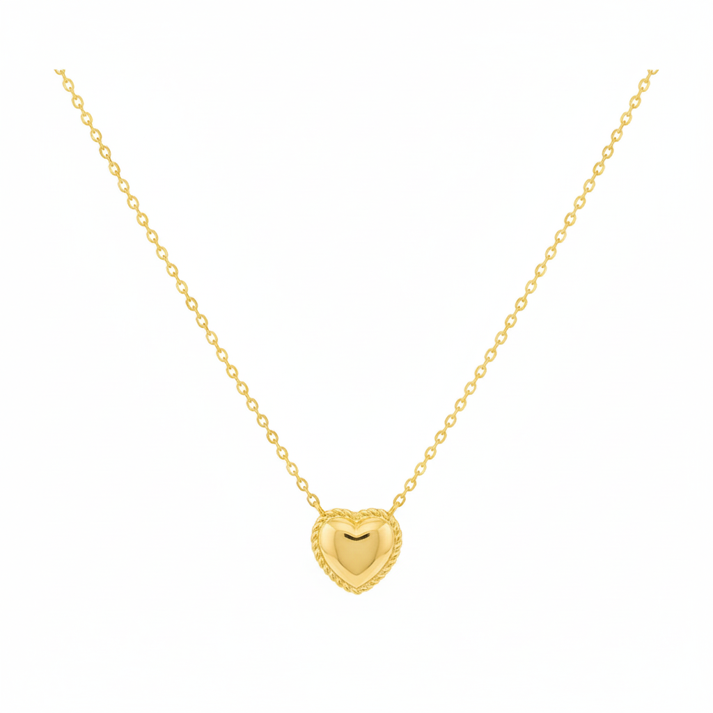 18K Gold Plated Engraved Heart Pendant Necklace