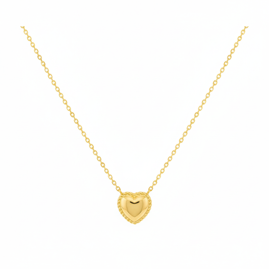 18K Gold Plated Engraved Heart Pendant Necklace