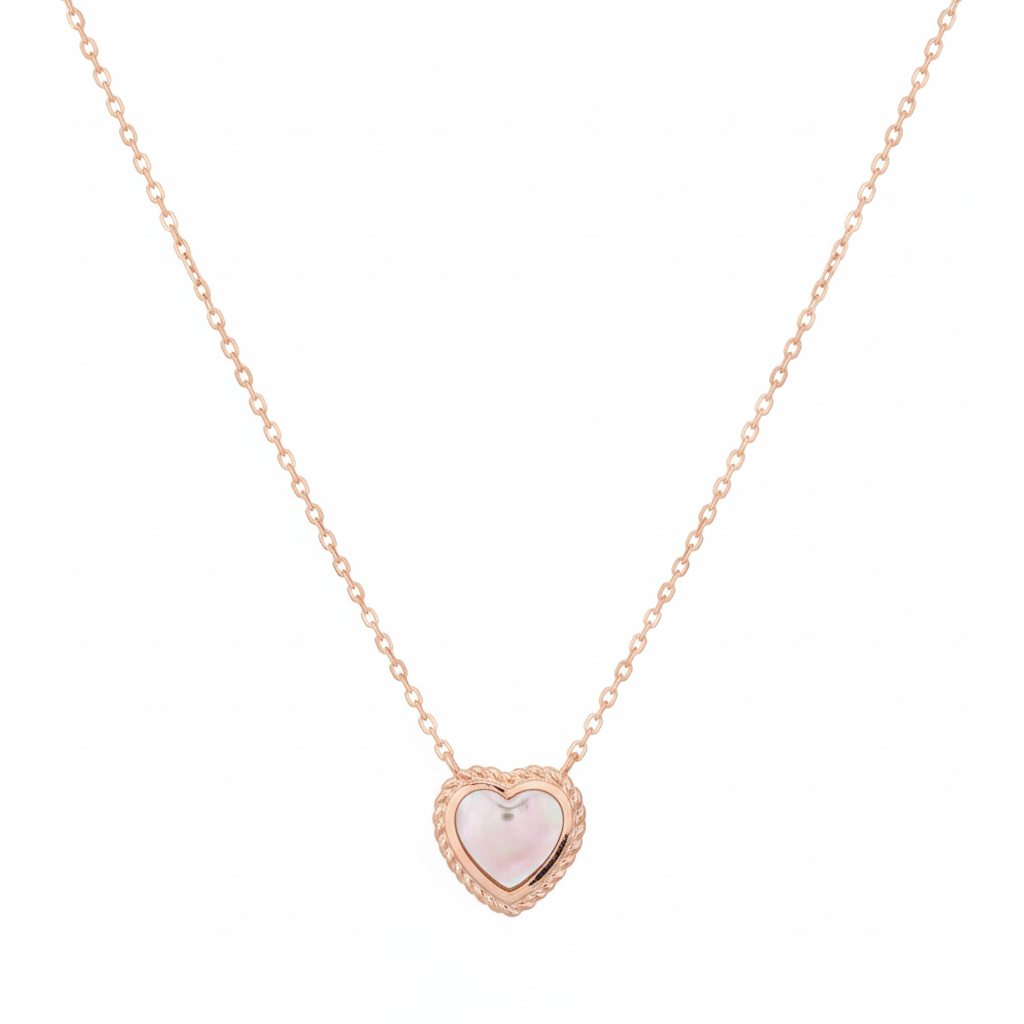 18K Gold Plated Engraved Heart Pendant Necklace