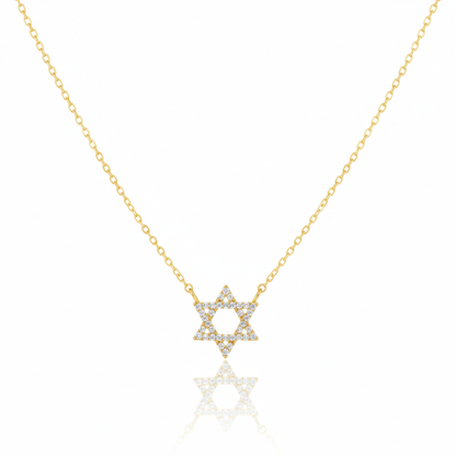 18K Gold Plated Pave Star of David Pendant Necklace - Love Mi