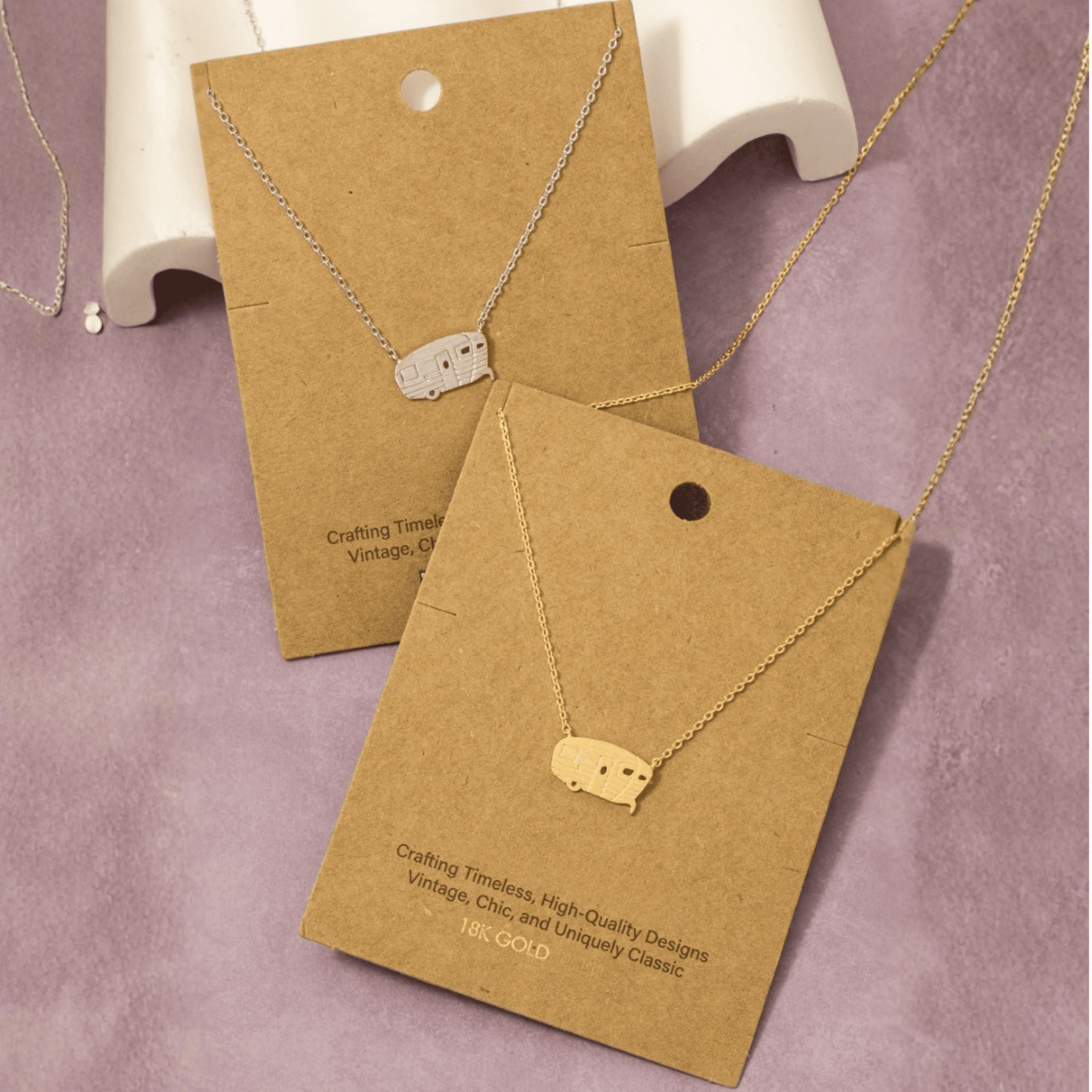 18K Gold Plated RV Pendant Necklace - Love Mi