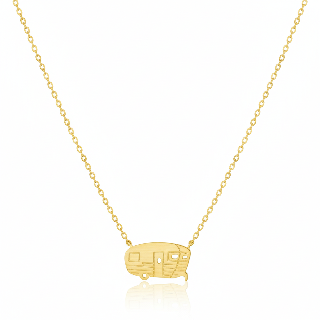 18K Gold Plated RV Pendant Necklace - Love Mi